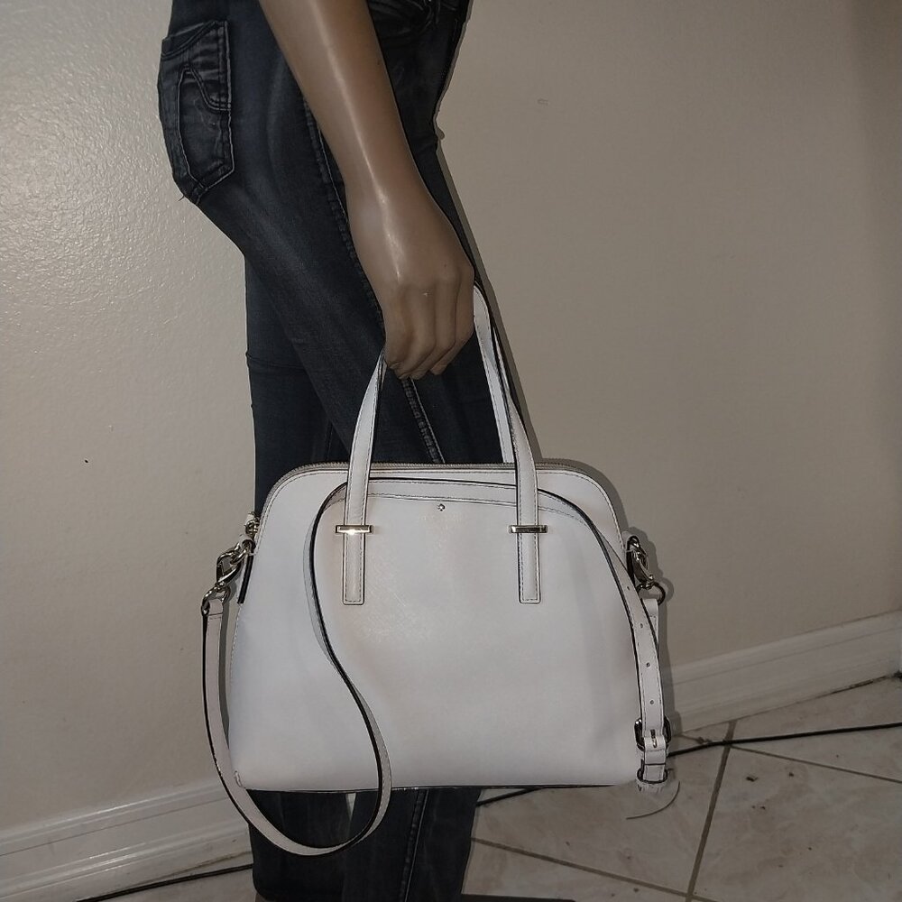 KATE SPADE 2WAY LIGHT GREY LEATHER CROSSBODY/ HAND BAG - Picture 4 of 15